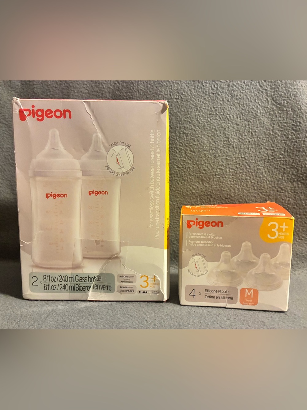 NEW Pigeon Glass 8oz Anti Colic Bottles